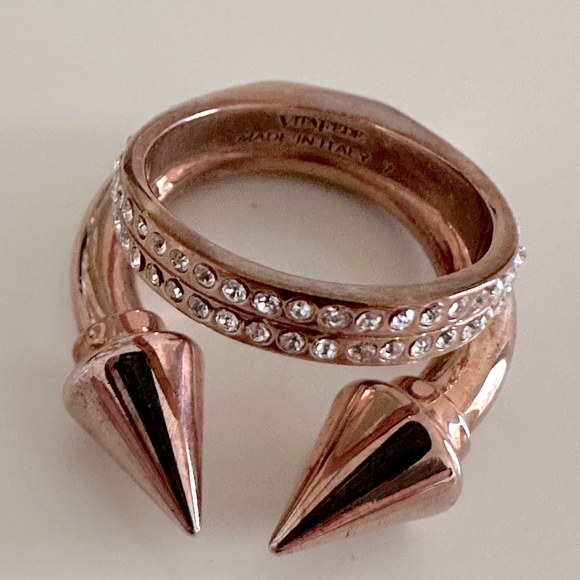 Vita Fede Jewelry - Vita Fede Double Rose Gold Spike Ring with Crystal Accents